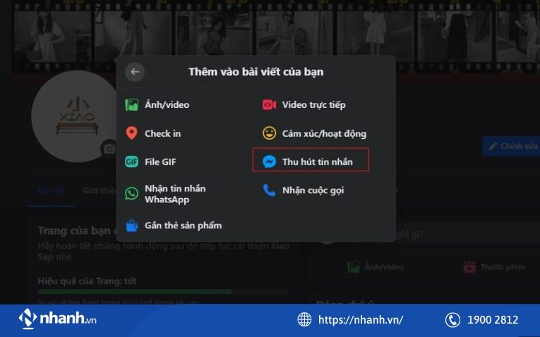 Thêm nút "gửi tin nhắn" vào bài viết mới